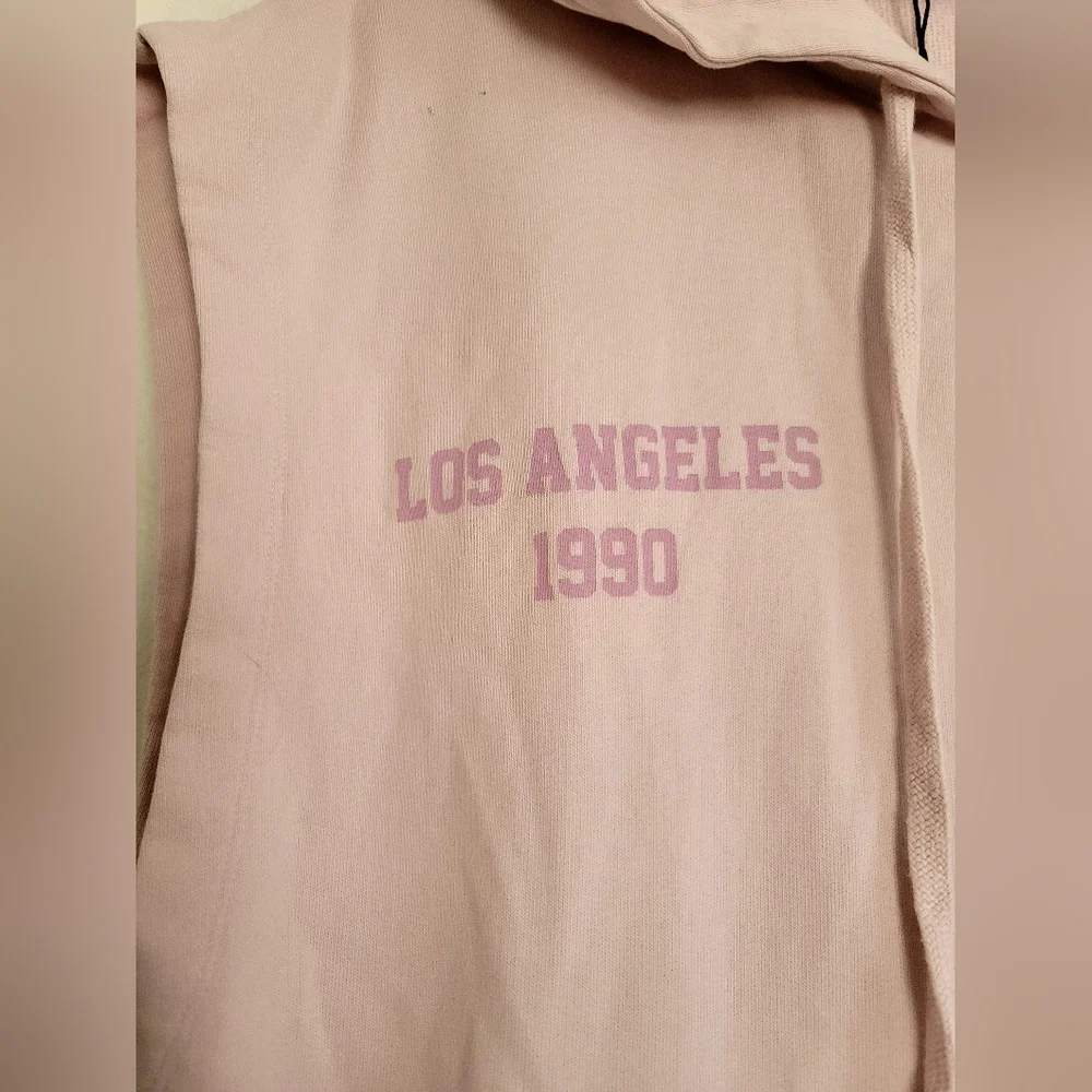 New Zara Pink Washed Plush Sweatshirt Dress Y2K Hoodie 1990 Los Angeles Small - Picture 6 of 15